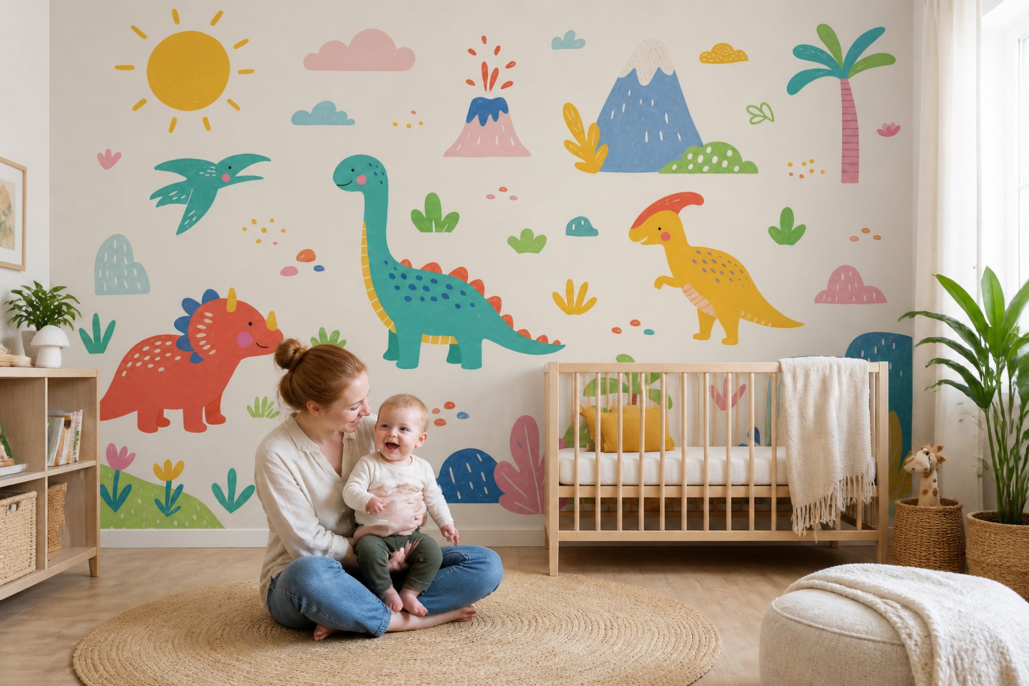 Sevimli Dinozorlar Poster Duvar Kağıdı Pastel Bebek Odası