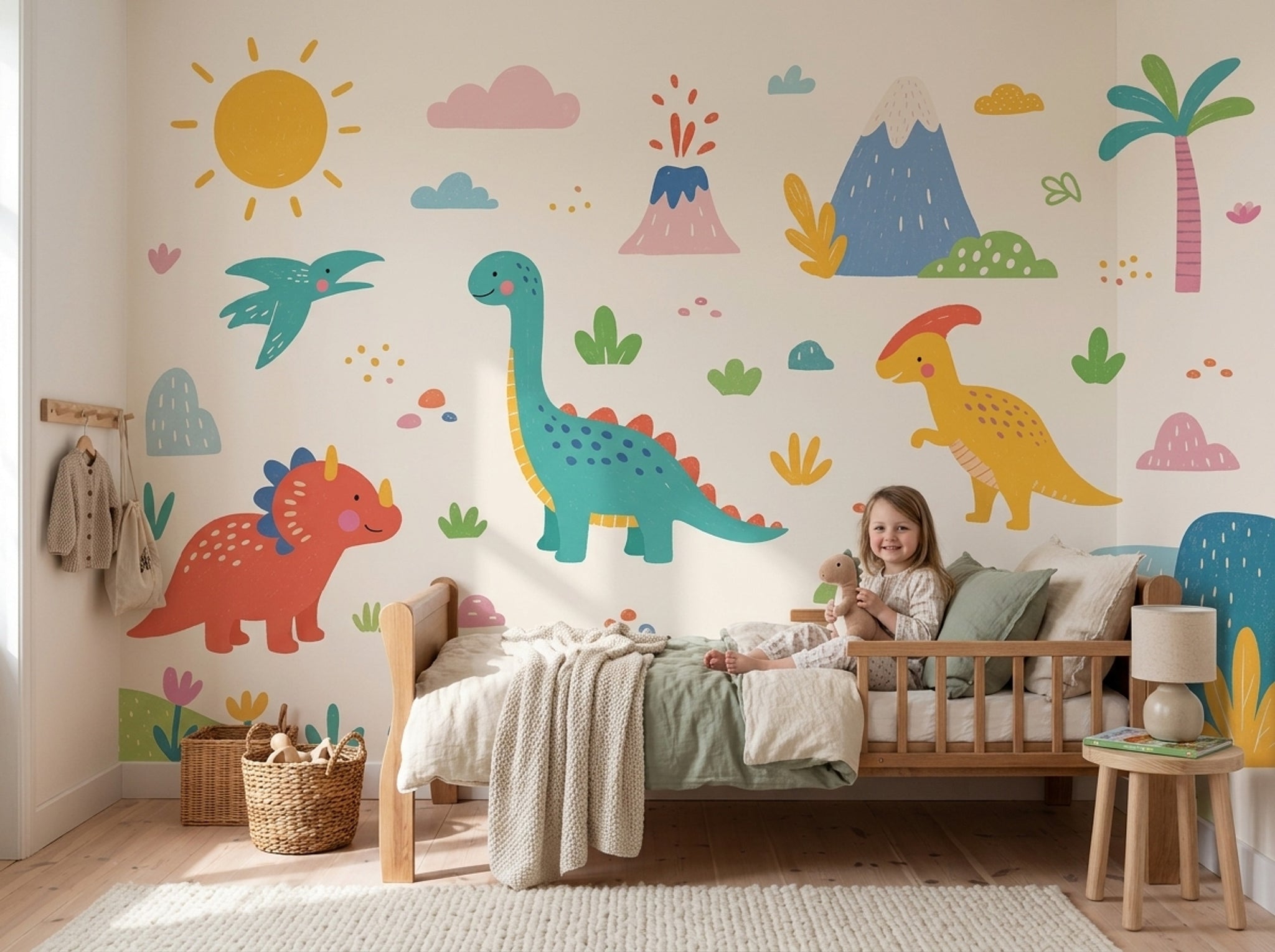 Sevimli Dinozorlar Poster Duvar Kağıdı Pastel Bebek Odası