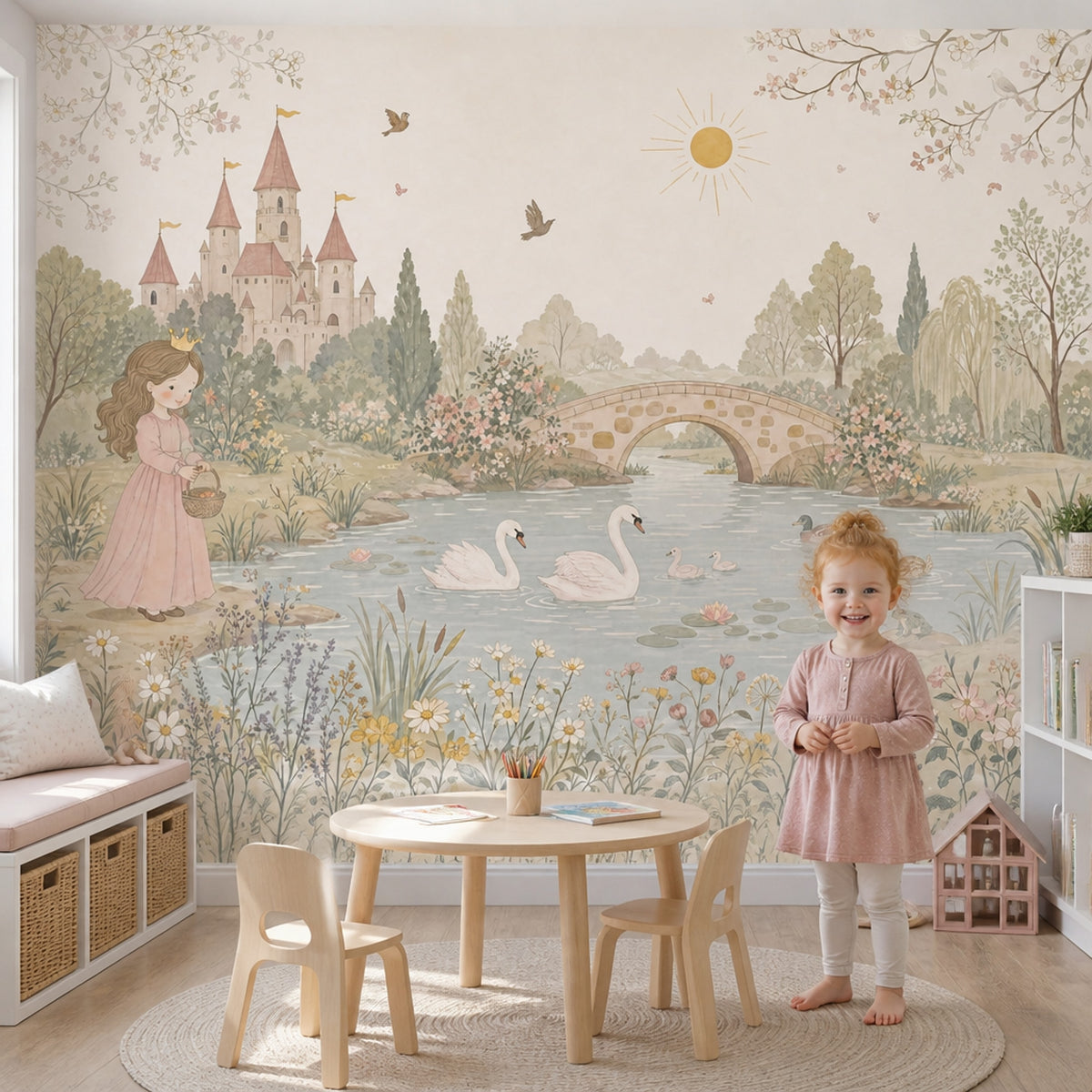 Masal Şatosu Poster Duvar Kağıdı Pastel Çocuk Odası