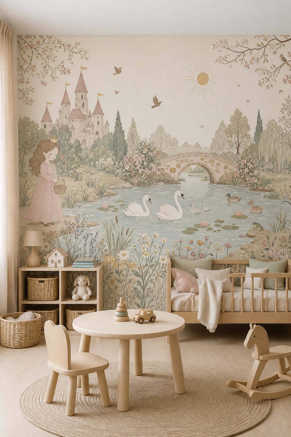 Masal Şatosu Poster Duvar Kağıdı Pastel Çocuk Odası
