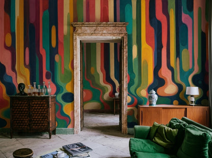 Renkli Soyut Dalgalı Poster Duvar Kağıdı Modern Salon