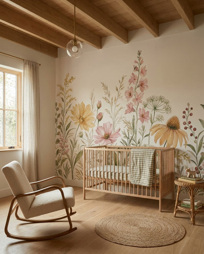 Suluboya Çiçekli Poster Duvar Kağıdı Pastel Renk Salon