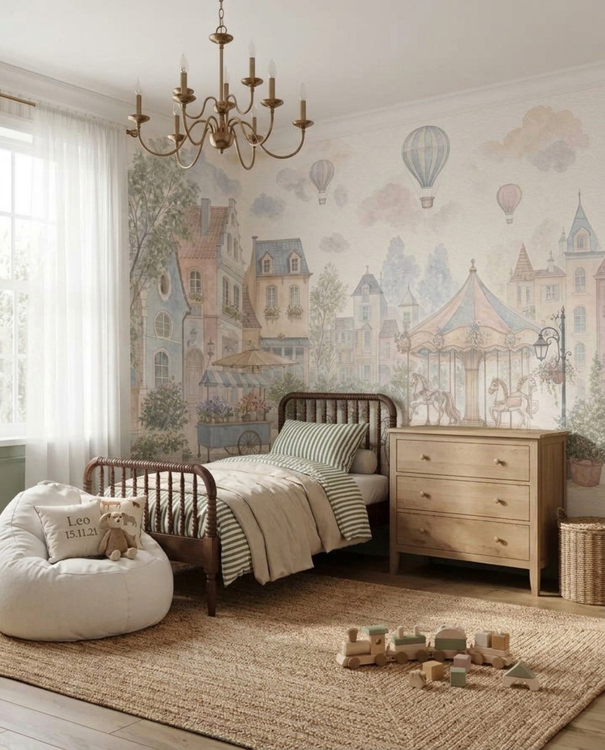 Pastel Lunapark ve Balonlu Poster Duvar Kağıdı Bebek Odası
