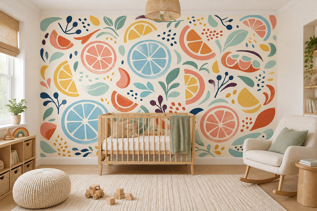 Renkli Narenciye Desenli Poster Duvar Kağıdı Modern Salon