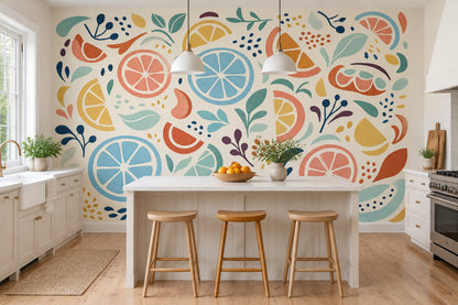 Renkli Narenciye Desenli Poster Duvar Kağıdı Modern Salon