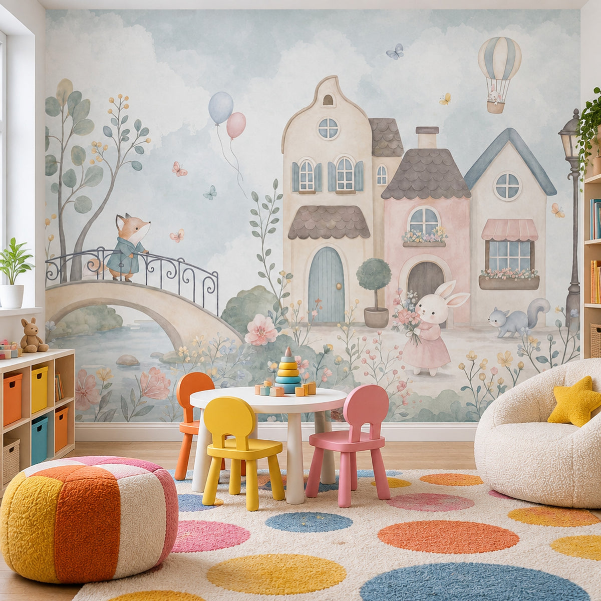 Masalsı Köy Poster Duvar Kağıdı Pastel Bebek Odası