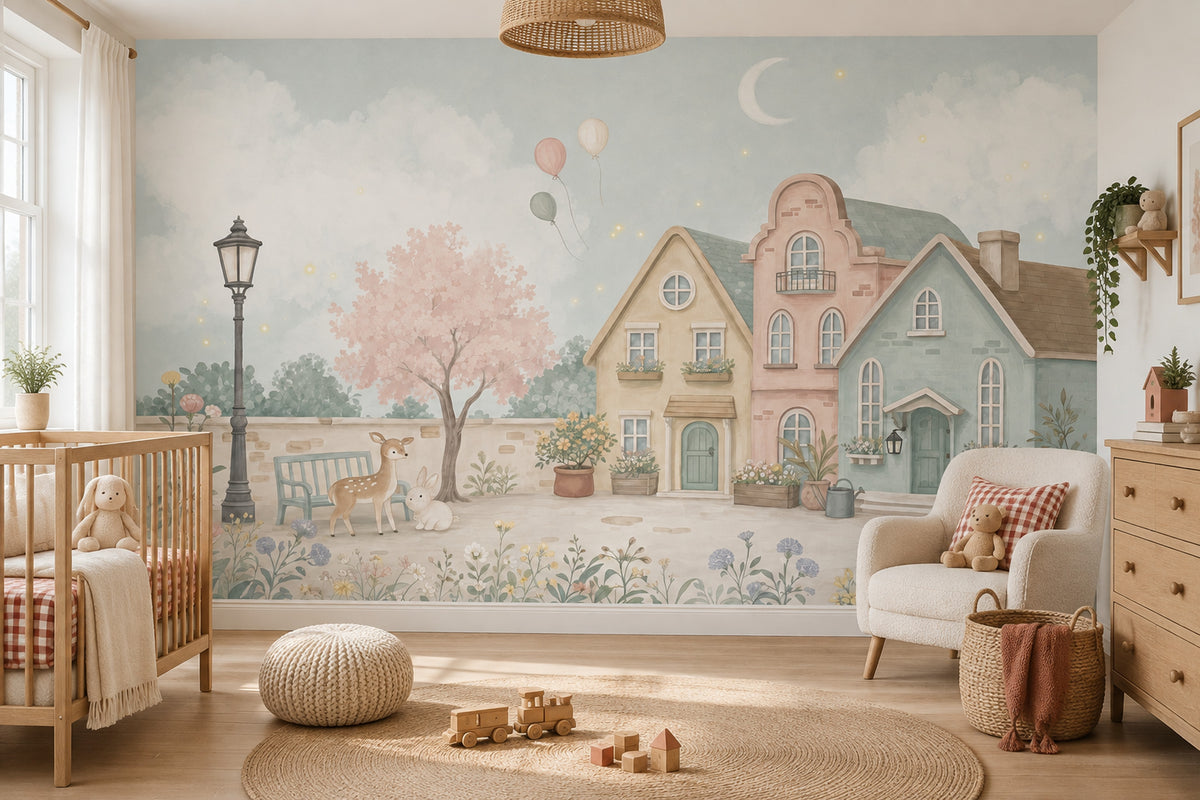 Pastel Masal Köyü Poster Duvar Kağıdı Çocuk Odası