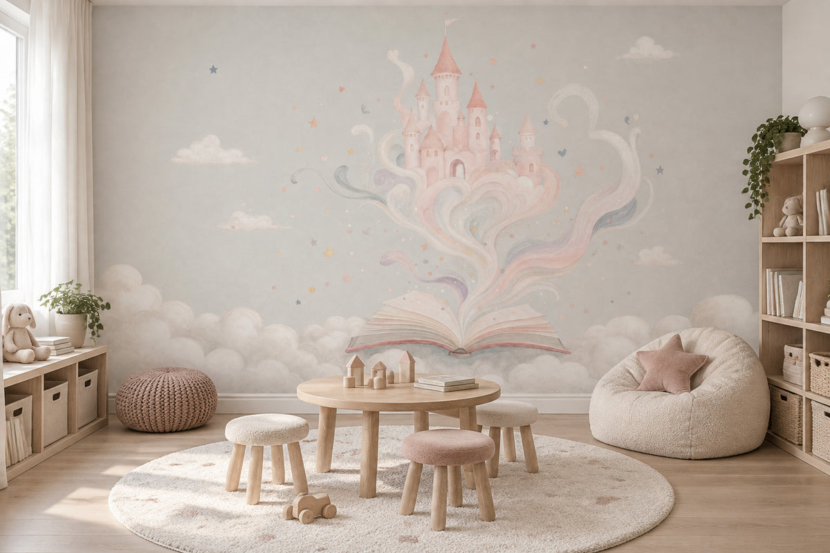 Masal Şatosu Poster Duvar Kağıdı Pastel Çocuk Odası
