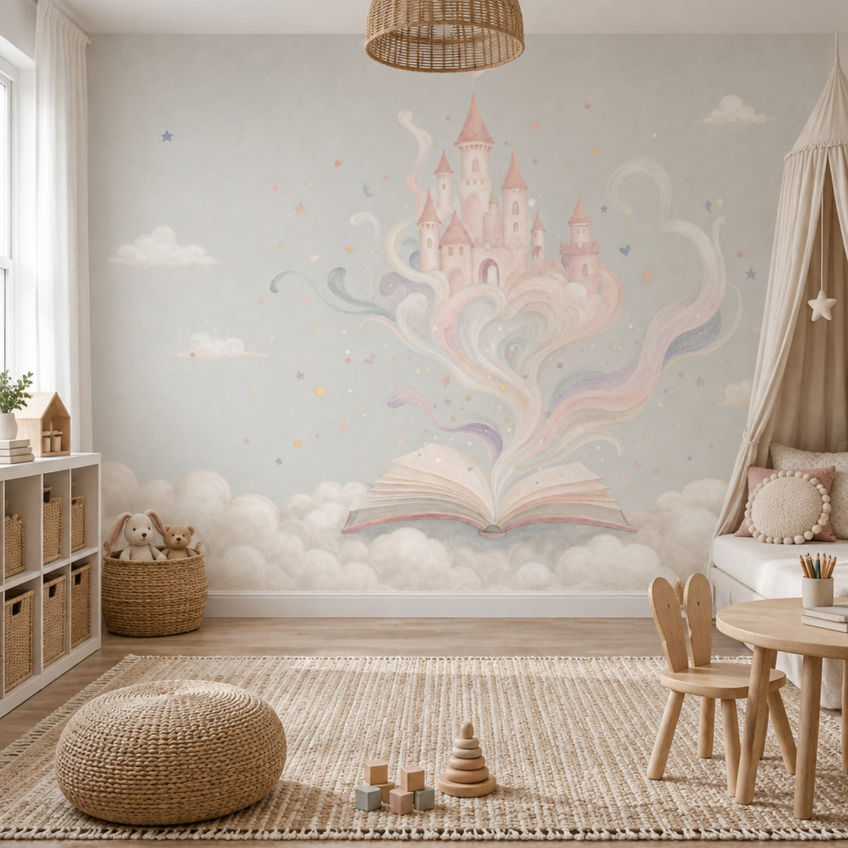 Masal Şatosu Poster Duvar Kağıdı Pastel Çocuk Odası