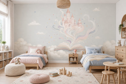 Masal Şatosu Poster Duvar Kağıdı Pastel Çocuk Odası