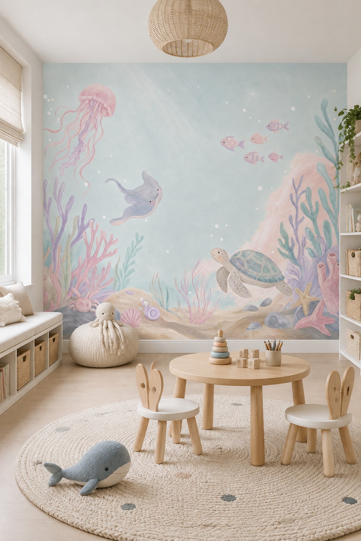 Deniz Canlıları Poster Duvar Kağıdı Pastel Çocuk Odası