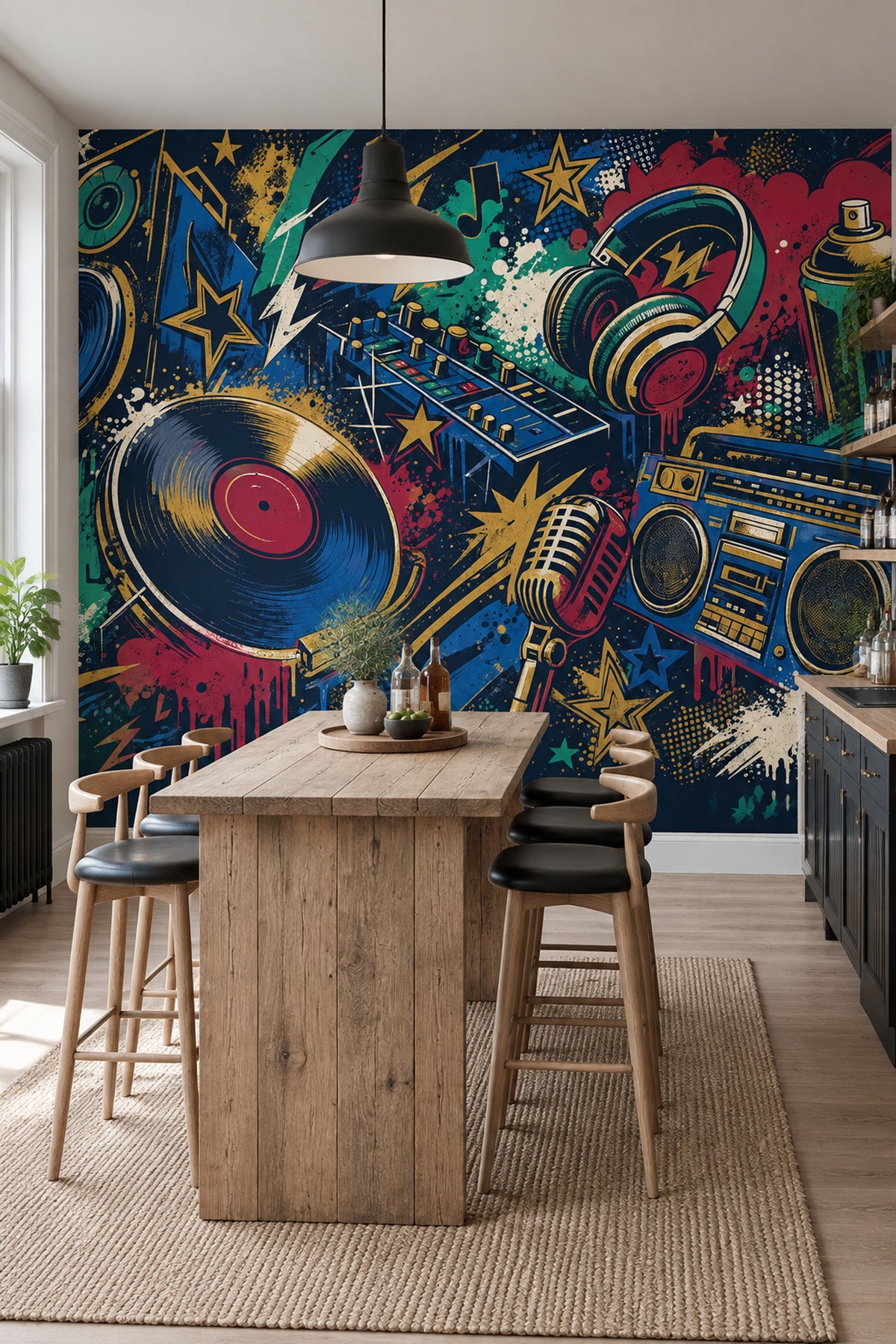 Grafiti Müzik Temalı Poster Duvar Kağıdı Renkli Genç Odası