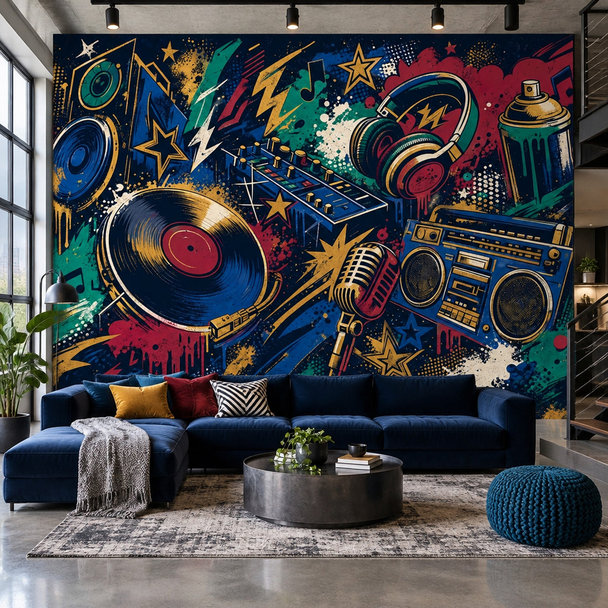 Grafiti Müzik Temalı Poster Duvar Kağıdı Renkli Genç Odası