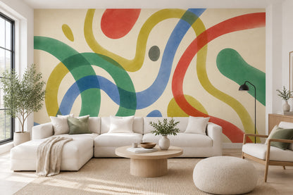 Renkli Soyut Dalgalı Poster Duvar Kağıdı Modern Salon