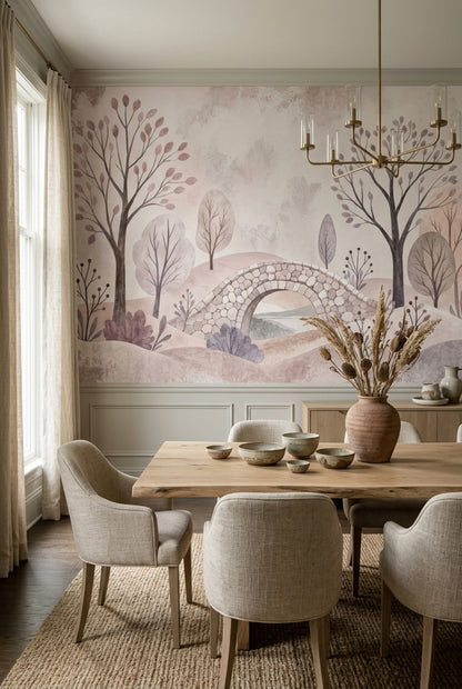 Masalsı Orman Manzaralı Poster Duvar Kağıdı Pastel Çocuk Odası