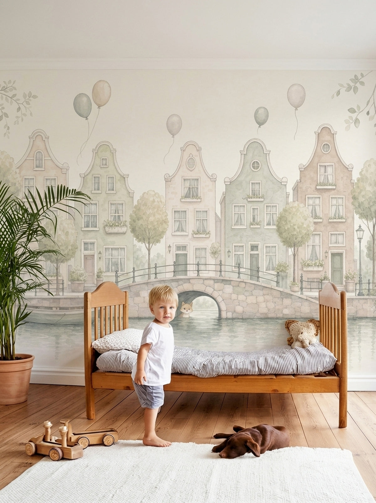 Pastel Evler Poster Duvar Kağıdı Çocuk Odası Şehir Manzaralı