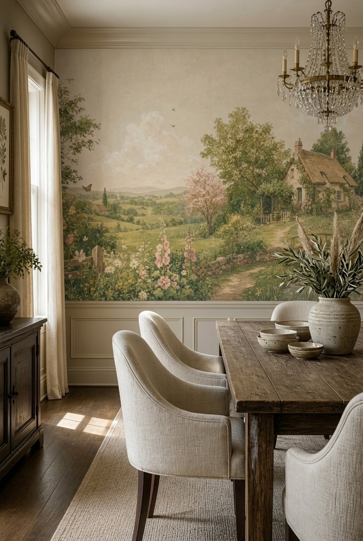 Kır Evi Manzaralı Poster Duvar Kağıdı Pastel Çocuk Odası