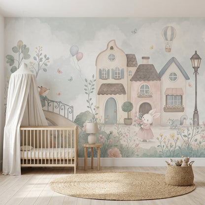 Masalsı Köy Poster Duvar Kağıdı Pastel Bebek Odası