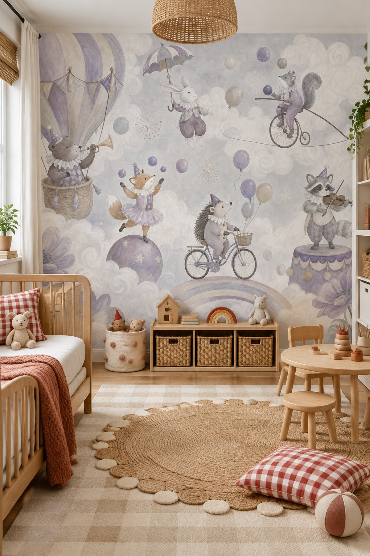 Balon ve Sevimli Hayvanlı Poster Duvar Kağıdı Çocuk Odası