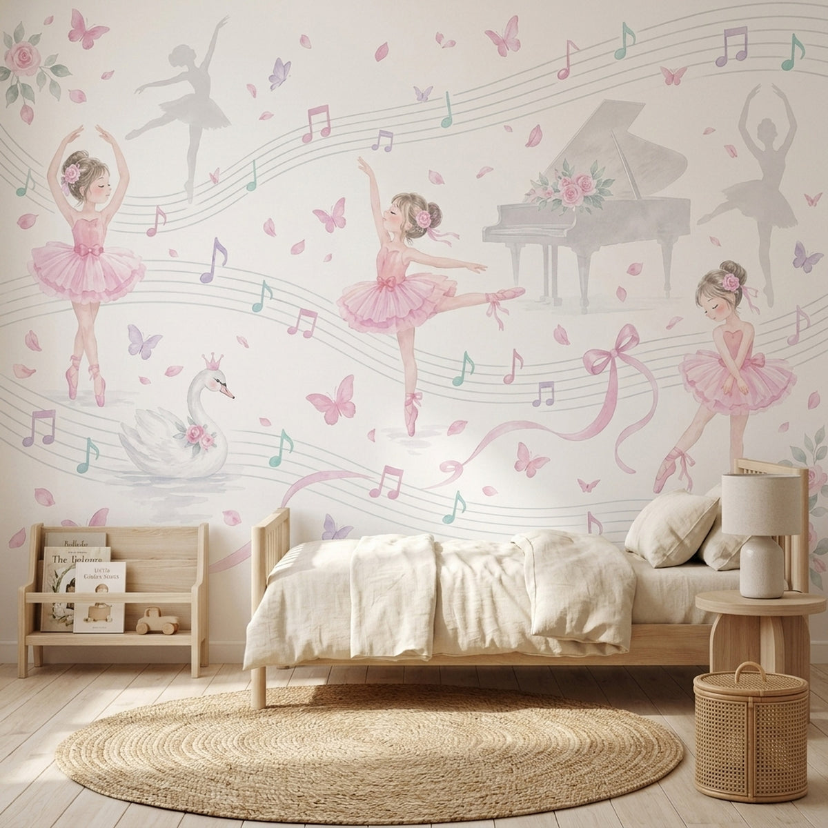 Balerinli Poster Duvar Kağıdı Pembe Çocuk Odası Müzik Temalı