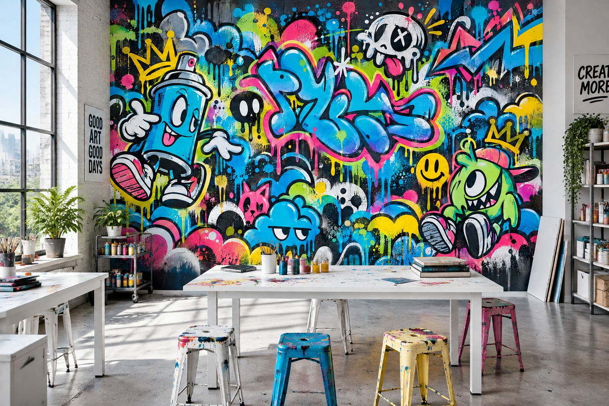 Renkli Grafiti Poster Duvar Kağıdı Genç Odası Duvar Dekoru