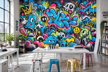 Renkli Grafiti Poster Duvar Kağıdı Genç Odası Duvar Dekoru