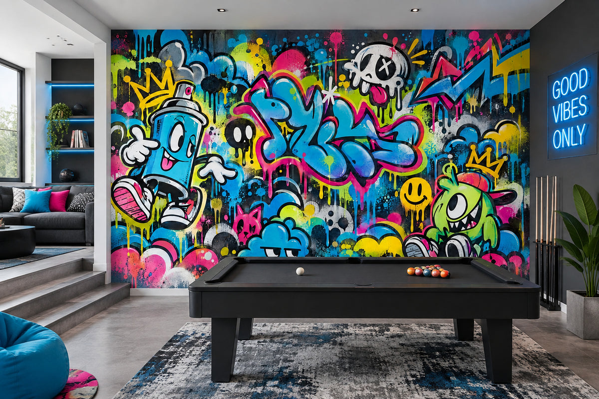 Renkli Grafiti Poster Duvar Kağıdı Genç Odası Duvar Dekoru