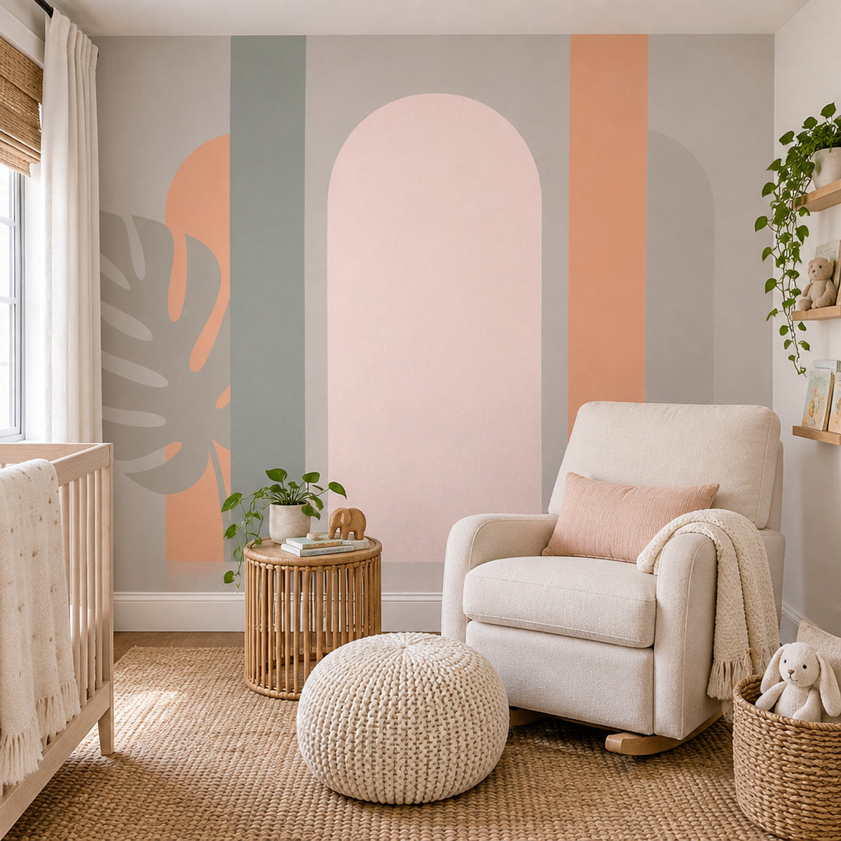 Pastel Geometrik Poster Duvar Kağıdı Pembe Gri Çocuk Odası