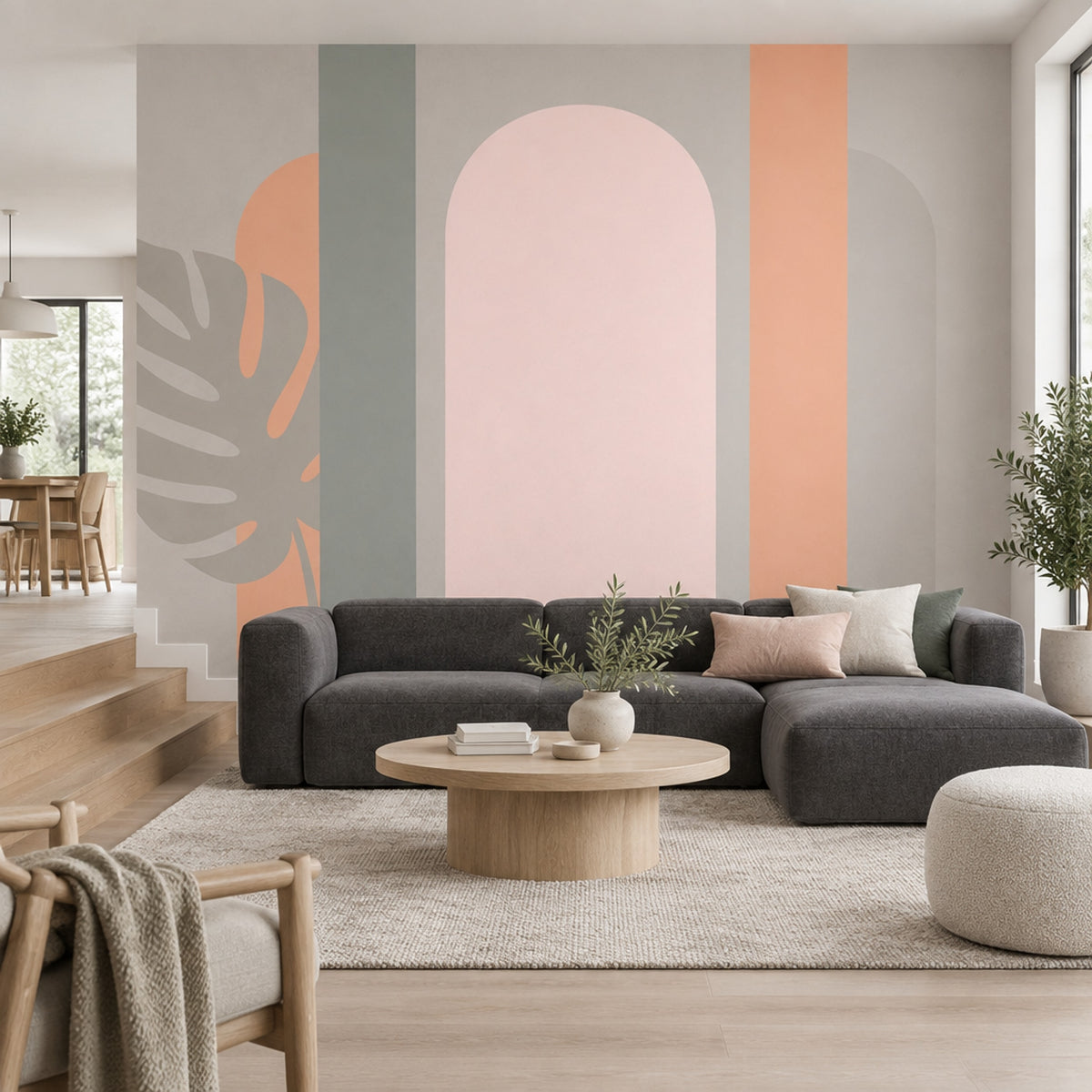 Pastel Geometrik Poster Duvar Kağıdı Pembe Gri Çocuk Odası