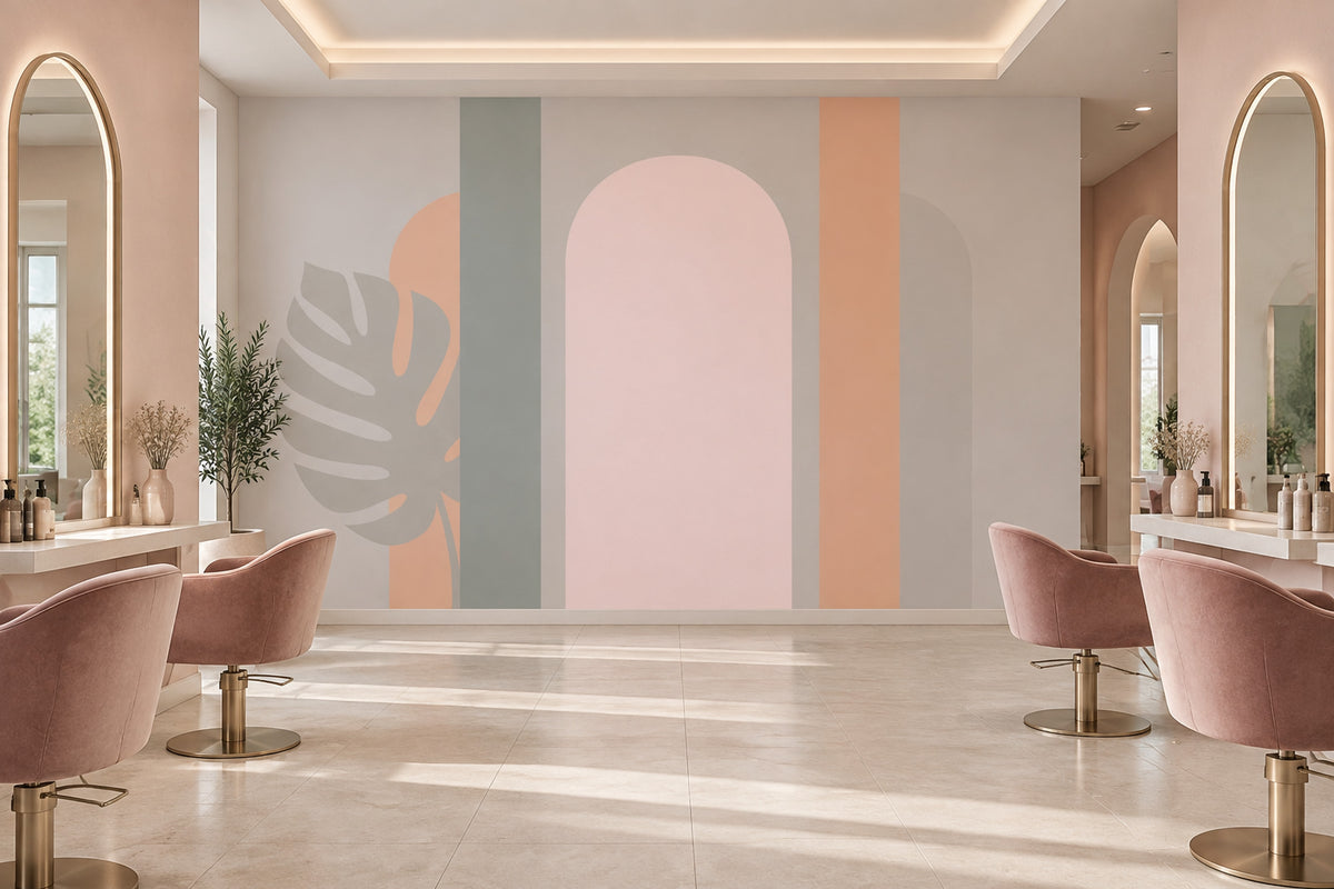 Pastel Geometrik Poster Duvar Kağıdı Pembe Gri Çocuk Odası