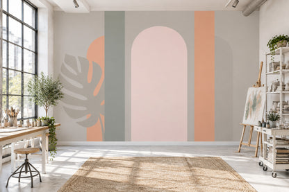 Pastel Geometrik Poster Duvar Kağıdı Pembe Gri Çocuk Odası