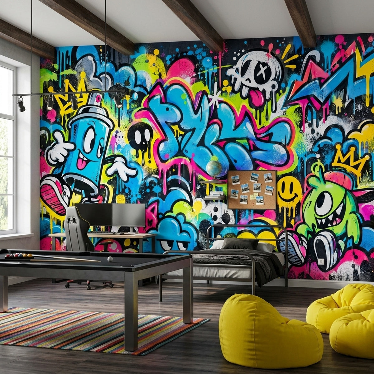 Renkli Grafiti Poster Duvar Kağıdı Genç Odası Duvar Dekoru