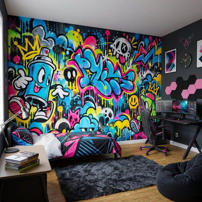 Renkli Grafiti Poster Duvar Kağıdı Genç Odası Duvar Dekoru