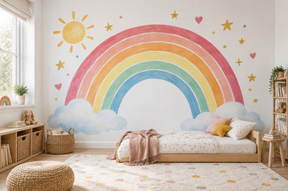 Gökkuşağı Poster Duvar Kağıdı Çocuk Odası Pastel Renkli