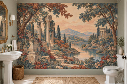 Klasik Peyzaj Poster Duvar Kağıdı Sütunlu Manzara Salon