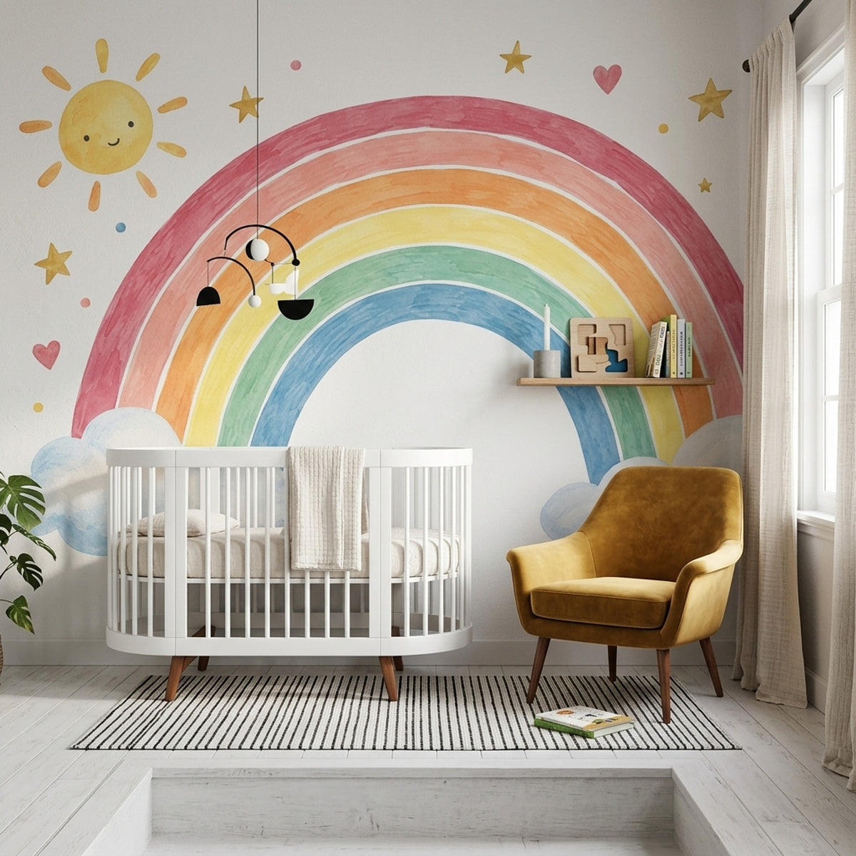 Gökkuşağı Poster Duvar Kağıdı Çocuk Odası Pastel Renkli