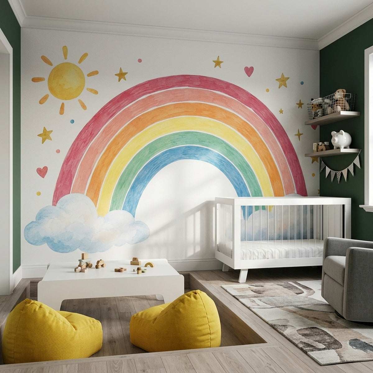 Gökkuşağı Poster Duvar Kağıdı Çocuk Odası Pastel Renkli