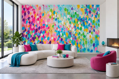 Renkli Balon Desenli Poster Duvar Kağıdı Modern Salon Duvarı