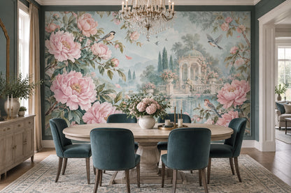 Pudra Şakayık Çiçekli Poster Duvar Kağıdı Romantik Salon