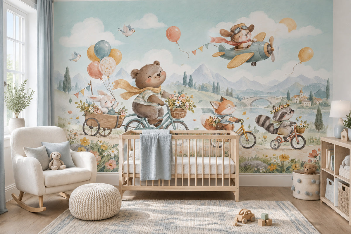 Sevimli Hayvanlar Poster Duvar Kağıdı Pastel Çocuk Odası