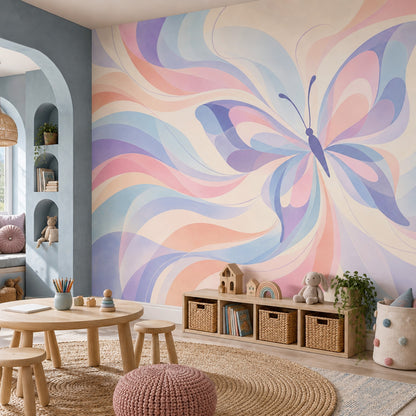 Pastel Kelebek Poster Duvar Kağıdı Pembe Mavi Çocuk Odası