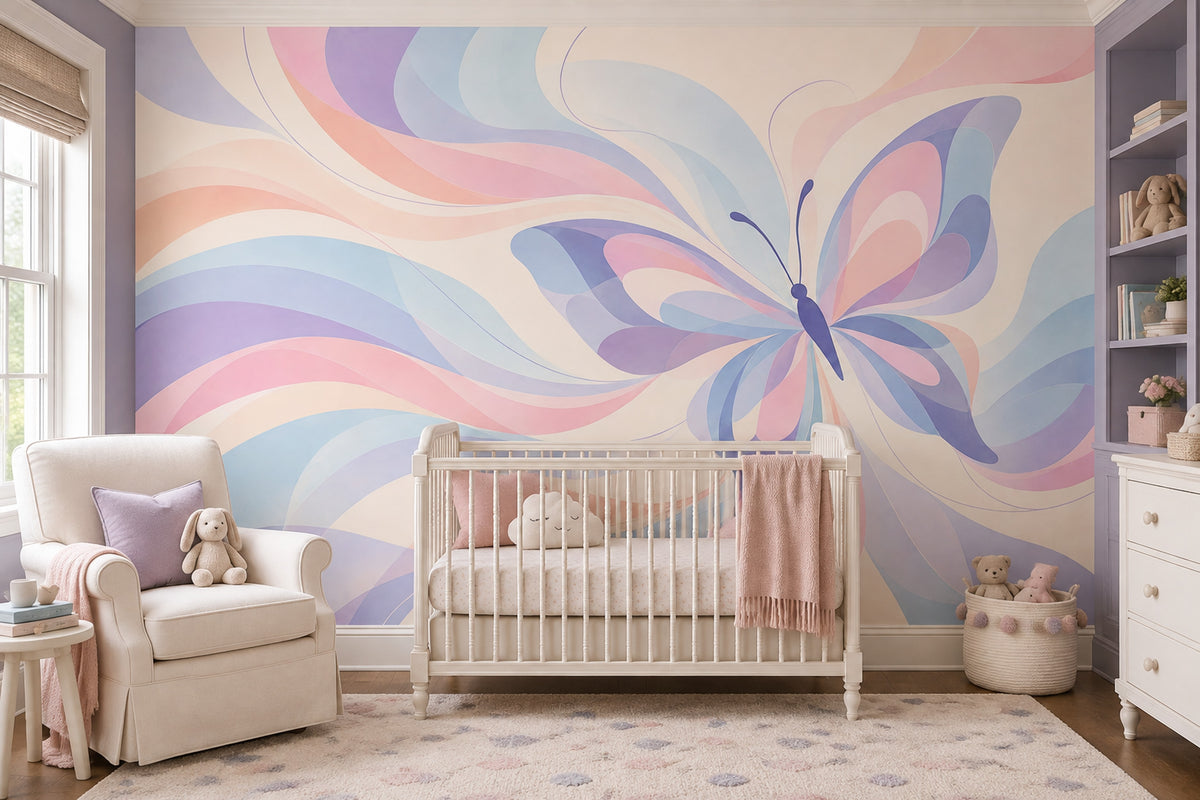 Pastel Kelebek Poster Duvar Kağıdı Pembe Mavi Çocuk Odası
