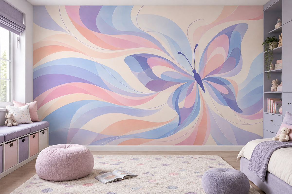 Pastel Kelebek Poster Duvar Kağıdı Pembe Mavi Çocuk Odası