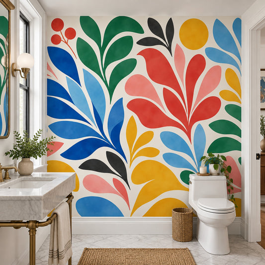 Renkli Yaprak Desenli Poster Duvar Kağıdı Modern Salon Dekoru
