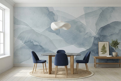 Mavi Sulu Boya Soyut Poster Duvar Kağıdı Modern Salon
