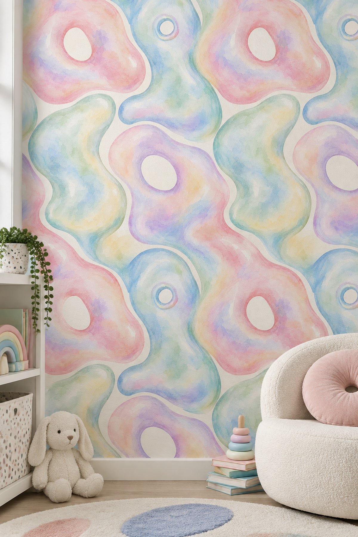 Pastel Soyut Desenli Duvar Kağıdı Renkli Modern Banyo