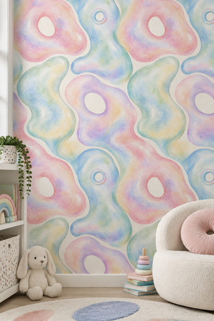Pastel Soyut Desenli Duvar Kağıdı Renkli Modern Banyo