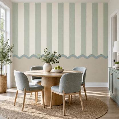 Mint Yeşil Çizgili Poster Duvar Kağıdı Modern Salon Dekoru