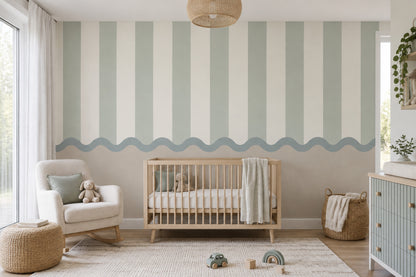 Mint Yeşil Çizgili Poster Duvar Kağıdı Modern Salon Dekoru