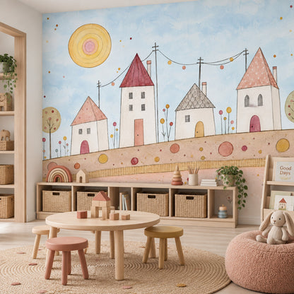 Masalsı Evli Çocuk Odası Poster Duvar Kağıdı Pastel